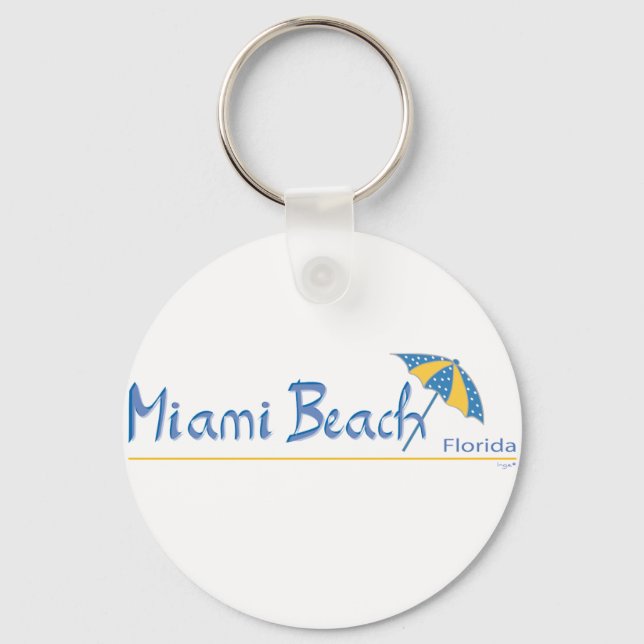 Miami Beach, Florida Umbrella Cool Key Ring (Front)