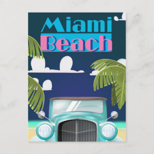 Miami Beach, Florida USA vintage travel poster Postcard