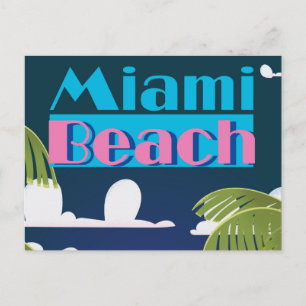 Miami Beach, Florida USA vintage travel poster Postcard