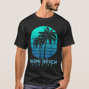Miami Beach Florida Vintage Palm Trees Beach Souve T-Shirt