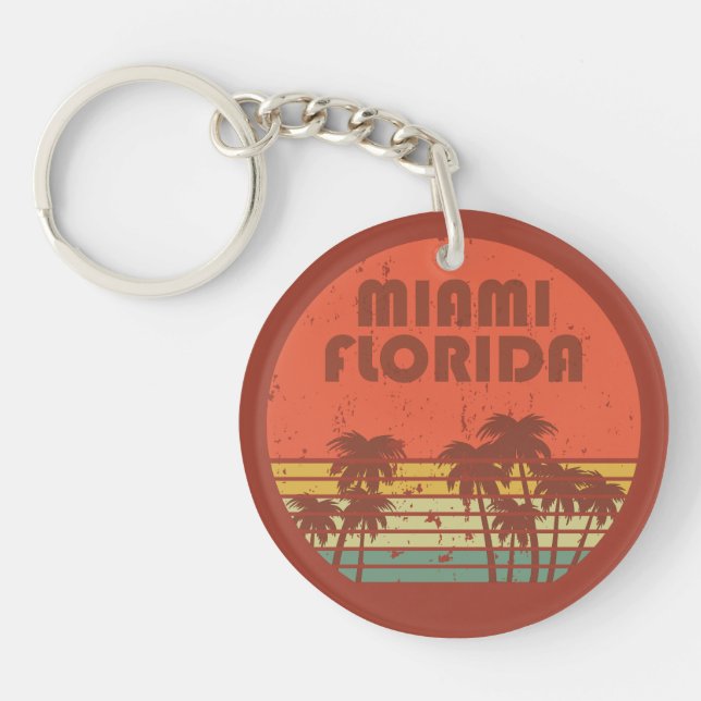 Miami Beach Florida vintage sunset Key Ring (Front)