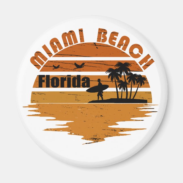 Miami Beach Florida vintage sunset Magnet (Front)