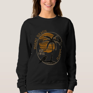 Miami Beach Florida Vintage Sunset Palm Tree Summe Sweatshirt