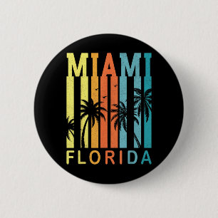 Miami Beach Florida Vintage Sunset Tropical Summer 6 Cm Round Badge