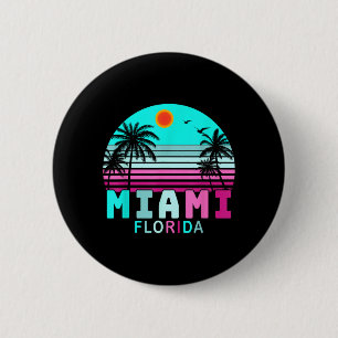 Miami Beach Florida Vintage Sunset Tropical Summer 6 Cm Round Badge