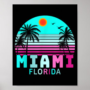 Miami Beach Florida Vintage Sunset Tropical Summer Poster