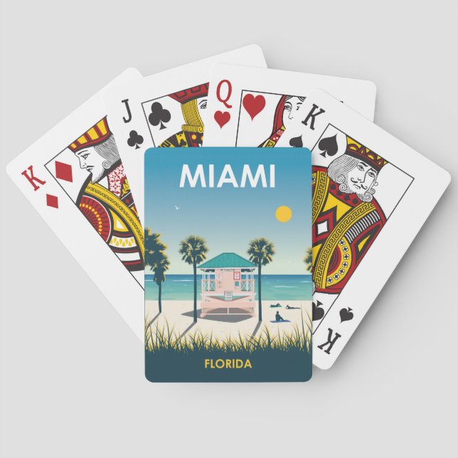 Miami Beach Florida Vintage Travel Playing Cards (Back)