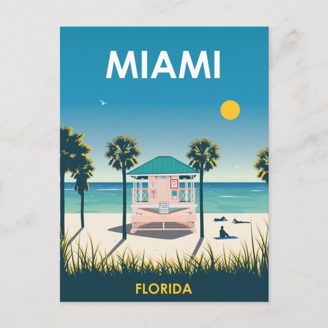 Miami Beach Florida Vintage Travel Postcard (Front)