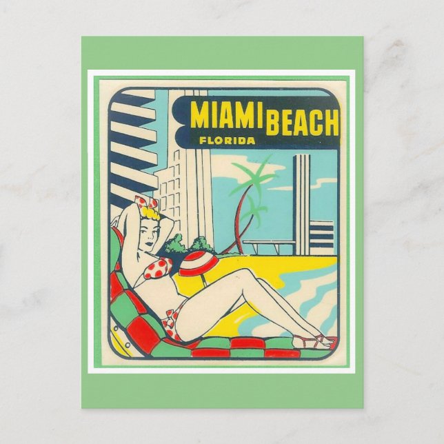 Miami Beach Florida vintage travel Postcard (Front)