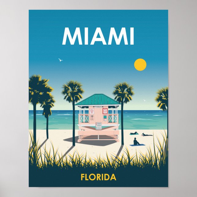 Miami Beach Florida Vintage Travel Poster (Front)