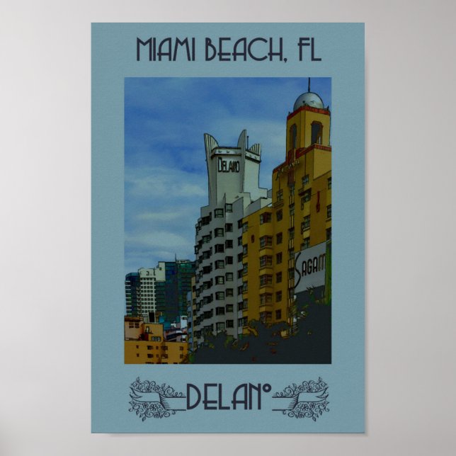 Miami Beach Florida Vintage Travel Poster (Front)
