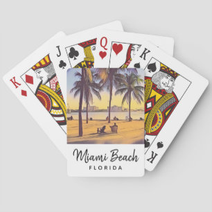 Miami Beach Florida Vintage Watercolor Art Playing Cards