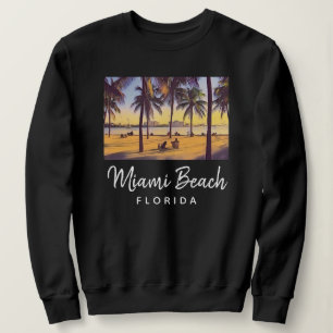 Miami Beach Florida Vintage Watercolor Art Sweatshirt