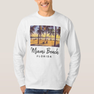 Miami Beach Florida Vintage Watercolor Art T-Shirt