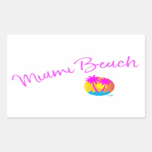 Miami-Beach-logo-sun-palms-pink Rectangular Sticker