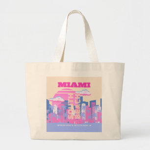 Miami Beach, Miami Travel Art, Preppy Large Tote Bag