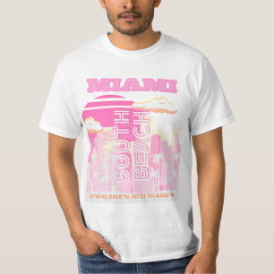 Miami Beach, Miami Travel Art, Preppy, Pink T-Shirt