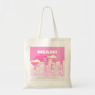 Miami Beach, Miami Travel Art, Preppy, Pink Tote Bag