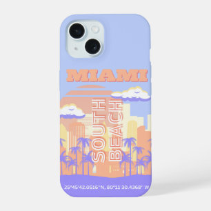 Miami Beach, Miami Travel Art, Preppy Room, Pastel iPhone 15 Case