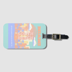 Miami Beach, Miami Travel Art, Preppy Room, Pastel Luggage Tag