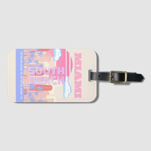 Miami Beach, Miami Travel Art, Preppy Room, Pastel Luggage Tag