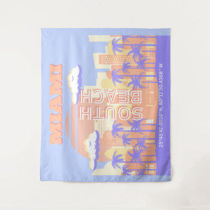 Miami Beach, Miami Travel Art, Preppy Room, Pastel Tapestry