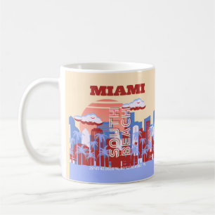 Miami Beach, Miami Travel Art, Retro Coffee Mug