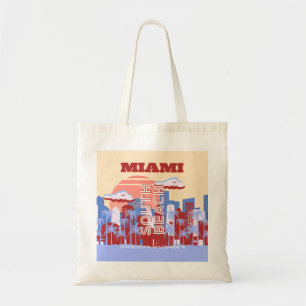Miami Beach, Miami Travel Art, Retro Tote Bag