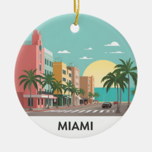 Miami Beach Ocean Drive Art Deco Ceramic Ornament