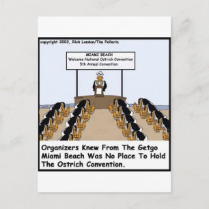 Miami Beach Ostrich Convention Funny Gifts & Tees Postcard