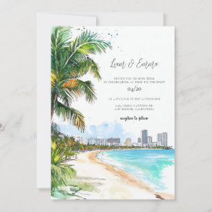 Miami Beach Palm Tree Wedding Invitation