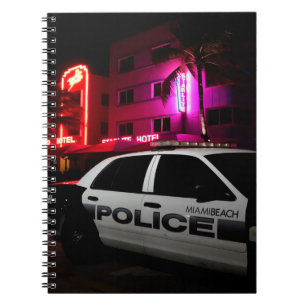 Miami Beach police car on Ocean Drive Notebook