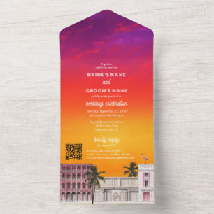 Miami Beach Rainbow Row Charleston Palm Wedding All In One Invitation