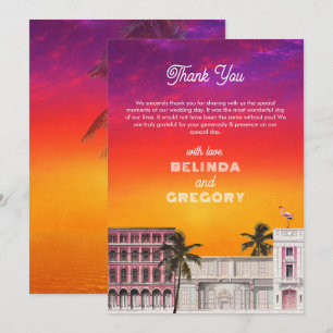 Miami Beach Rainbow Row Charleston Palm Wedding Thank You Card