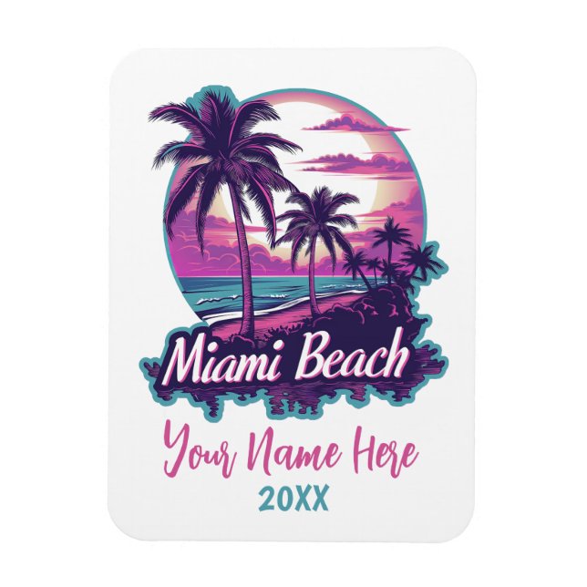 Miami Beach Retro Magnet (Vertical)