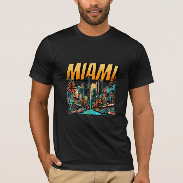 Miami Beach Skyline Retro Tee (Front)