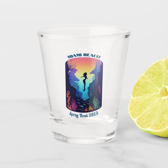 Miami Beach Spring Break 2023 Mermaid Reef Shot Gl Shot Glass (Front)