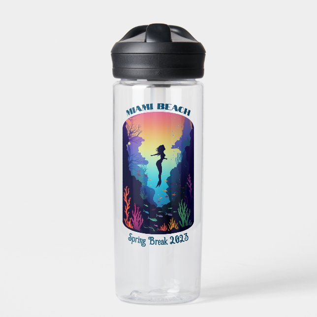 Miami Beach Spring Break 2023 Mermaid Reef Water Bottle (Front)