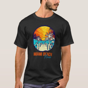 Miami Beach Sunset Matching Vacation Friends Famil T-Shirt
