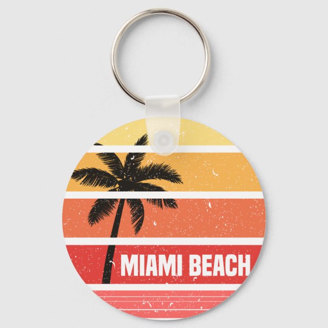 Miami beach T-Shirt Key Ring (Front)