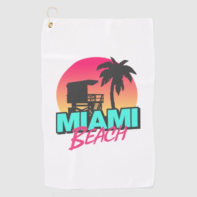 Miami Beach Travel Vintage  Golf Towel (Front)