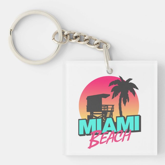 Miami Beach Travel Vintage  Key Ring (Front)