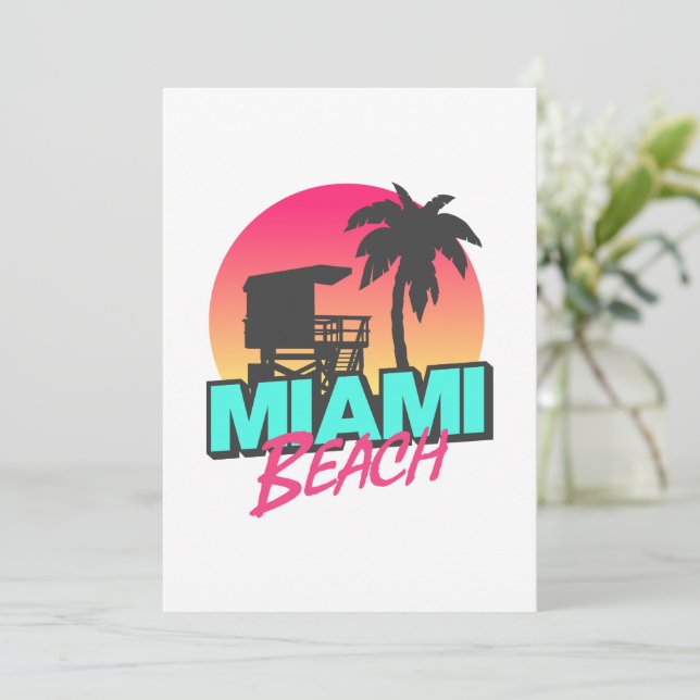 Miami Beach Travel Vintage Photo  Invitation (Standing Front)