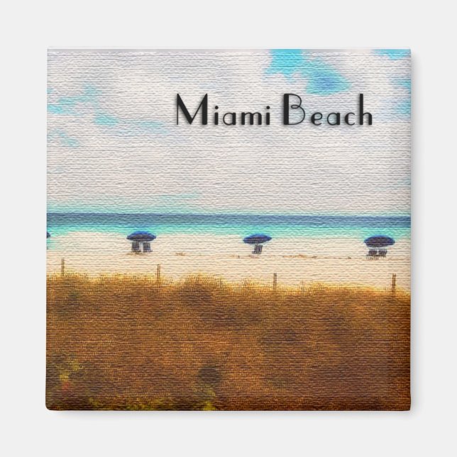 Miami Beach Umbrellas Magnet (Front)