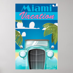 Miami Beach vacation USA vintage travel poster