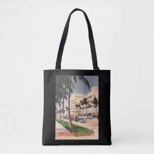 Miami Beach Vintage 1940s Street Scene Tote Bag