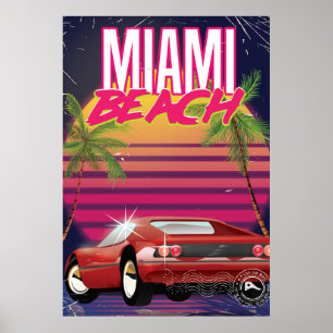 miami beach vintage travel poster