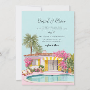 Miami Beach Watercolor Wedding Invitation