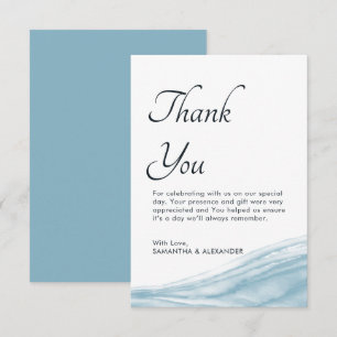 Miami Blue Ocean Watercolor Wedding Thank You Card