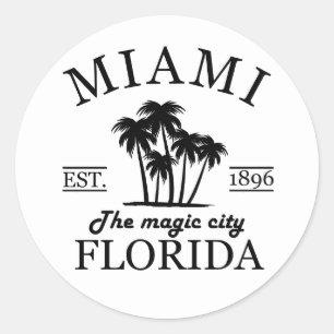Miami City beach of Florida Classic Round Sticker